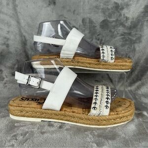 Circus By Sam Edelman Espadrille Cork Sandals Womens 9.5 White Beaded Boho Beach